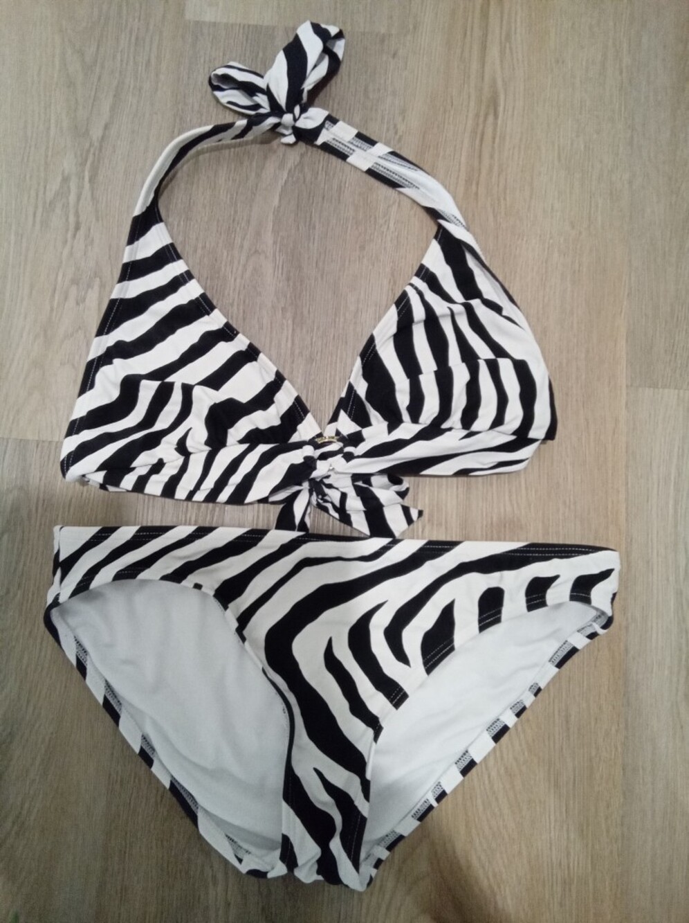 Black & White Zebra Print Bikini Set Size L